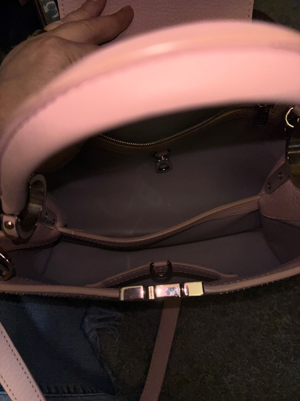 Louis Vuitton Pink Pebbled Leather Top-Handle Satchel with Stud Accents - Picture 11 of 13